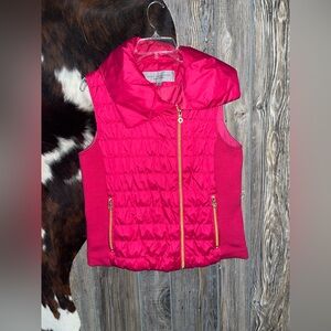 Marc New York by Andrew Marc size medium hot pink with gold hardware puffer vest